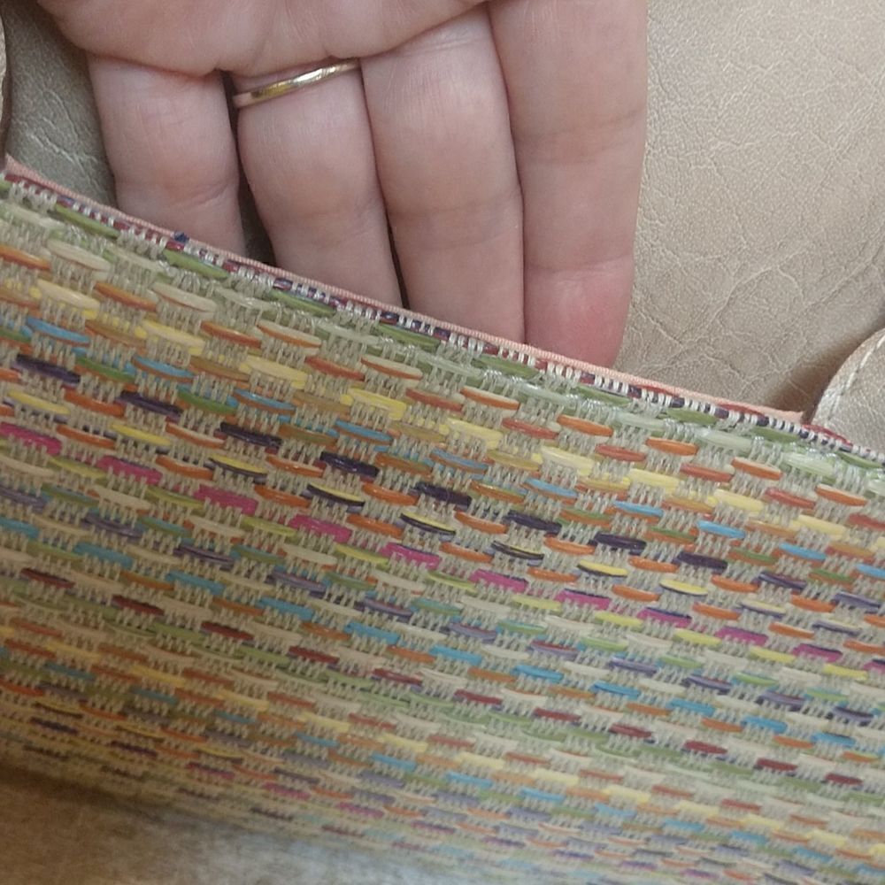 Liz Claiborne Beige/Tan Multicolor Woven Satchel - Picture 3 of 9
